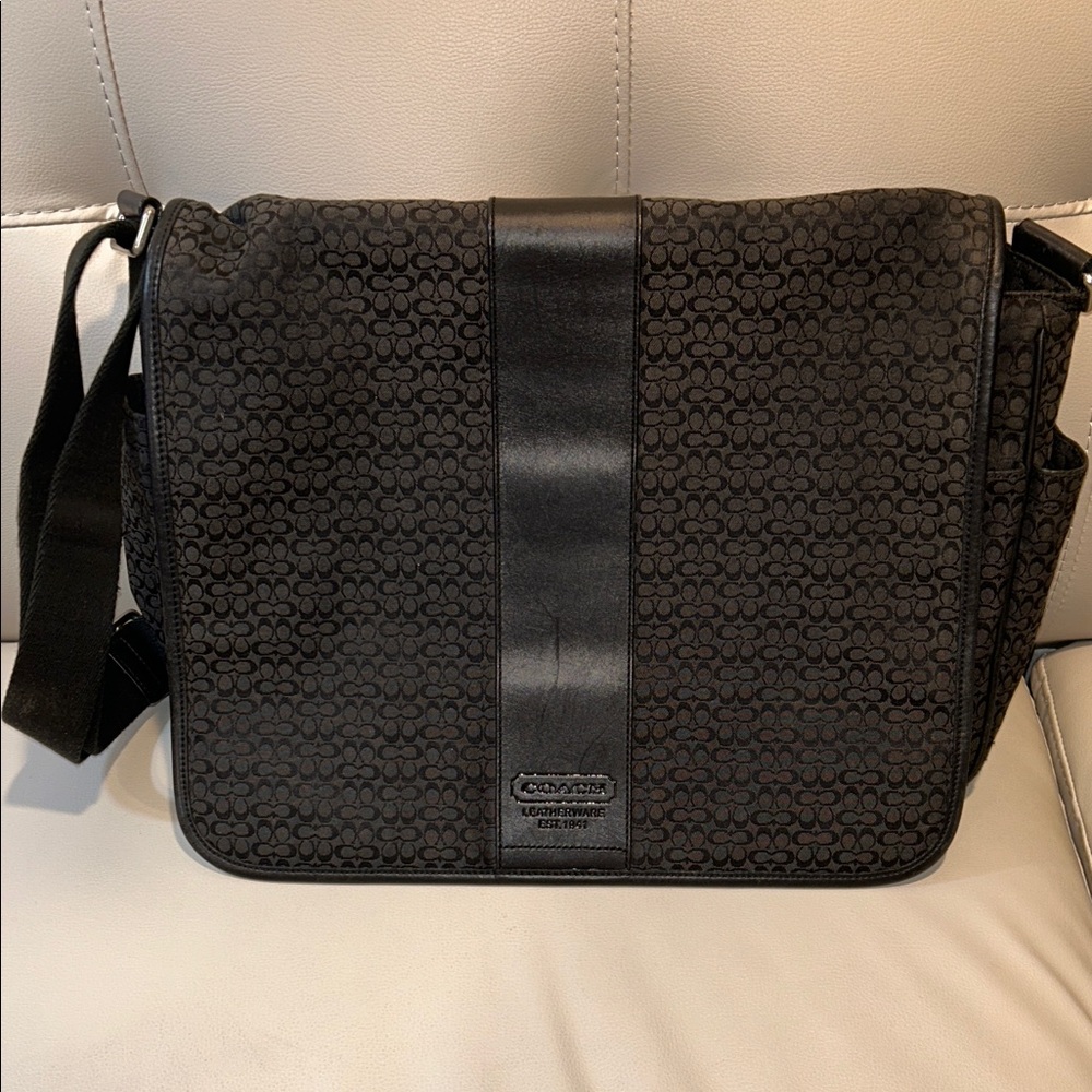 Coach Signature Hudson Laptop Black Men's Messenger Bag